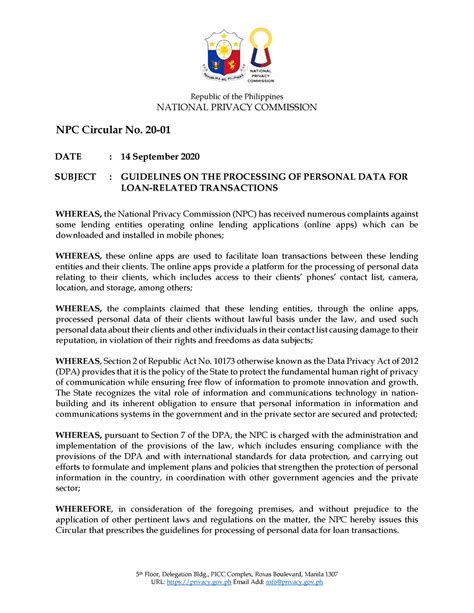 annex 1 of npc circular no. 2022-04|Philippines: New NPC circular on registration of Data  .